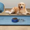 cat food Carry360 | Dog Food Mat - Silicone Dog Mat For Food And Water - 28\" X 20\" Pet Feeding Mats With Residue Collection Pocket - Waterproof Dog Cat Bowl Mat With High Edges To Prevent Water Food Spills (Translucent)