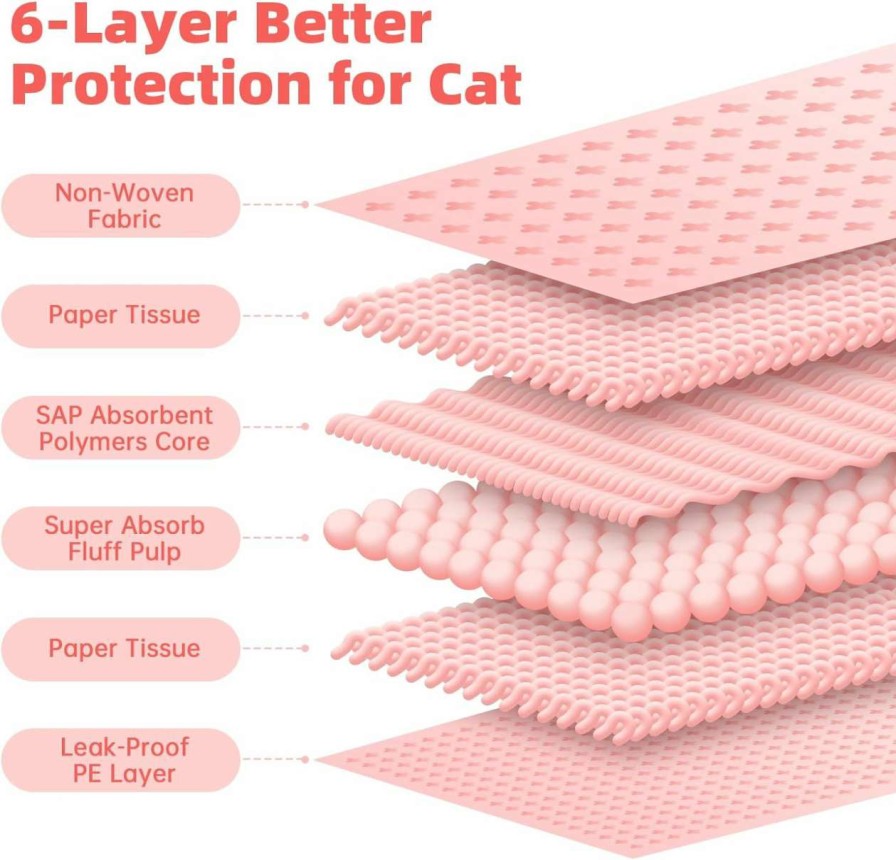 cat litter PWEZON | 100 Pcs Disposable Cat Litter Pads 17.7X13 Inch,For Compatible Refills, For Tidy Cat Litter System, 6-Layer Leak-Proof ,Super Absorbent Cat Pads