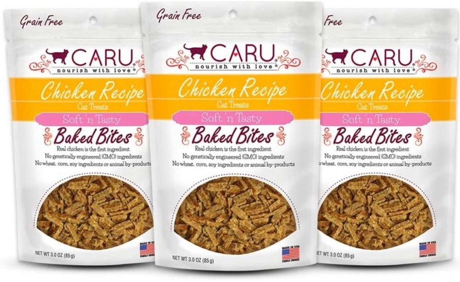 cat food wet Caru | Caru - Soft 'N Tasty Baked Bites - Chicken Bites Cat Treats - Flavorful All-Natural Treats - Pack Of 3