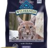 cat food Blue Buffalo | Blue Buffalo Cat Food For Mature Cats, Wilderness Natural Chicken Recipe, Senior Dry Cat Food, 5 Lb Bag