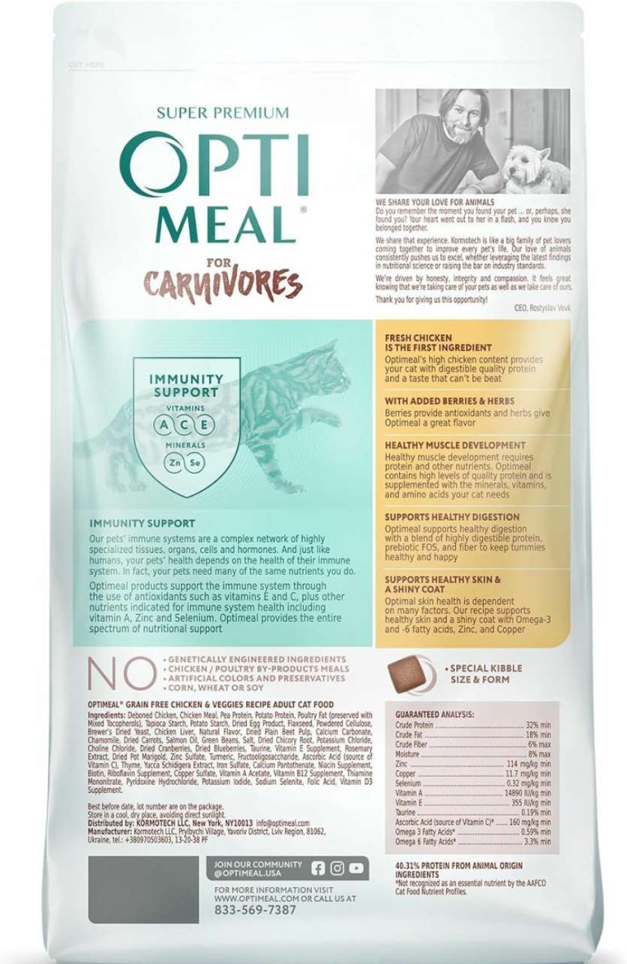 cat food dry OPtimeal | Optimeal Grain Free Cat Food - Proudly Ukrainian - Healthy Cat Food Dry Recipe For Gut Health, Tasty Dry Cat Food With Immunity Support For Adult Cats (3.3 Lbs, Turkey & Veggies)