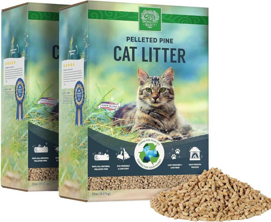 cat litter Small Pet Select | Small Pet Select Premium Pine Pelleted Cat Litter, 100% All Natural Pellet Kitty Litter, Non Clumping Non Tracking Low Dust Litter Meant For Use With Sifting Litter Box, Made In Usa, 20 Lbs