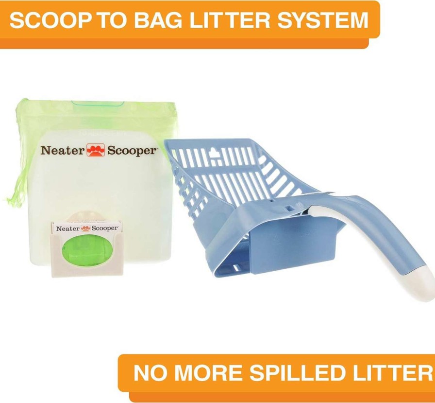 cat litter Neater Pet Brands | Neater Pet Brands - Neater Scooper Cat Litter Sifter - Includes 60 Refill Bags - Mess Free Cat Litter Scoop To Bag Waste Bin System With Extra Waste Bags (Grey)