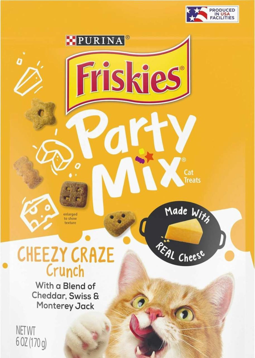 cat food dry Friskies | Purina Friskies Made In Usa Facilities Cat Treats, Party Mix Original Crunch - 30 Oz. Pouch