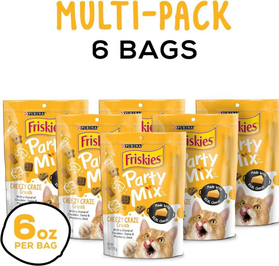 cat food dry Friskies | Purina Friskies Made In Usa Facilities Cat Treats, Party Mix Original Crunch - 30 Oz. Pouch