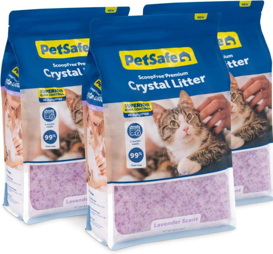 cat litter PetSafe | Petsafe Scoopfree Crystal Cat Litter - 5X Better Odor Control Than Clay Litter - Less Tracking & Dust For A Fresh Home - Non-Clumping - Two 4.3 Lb Bags Of Litter (8.6 Lb Total) - Lavender