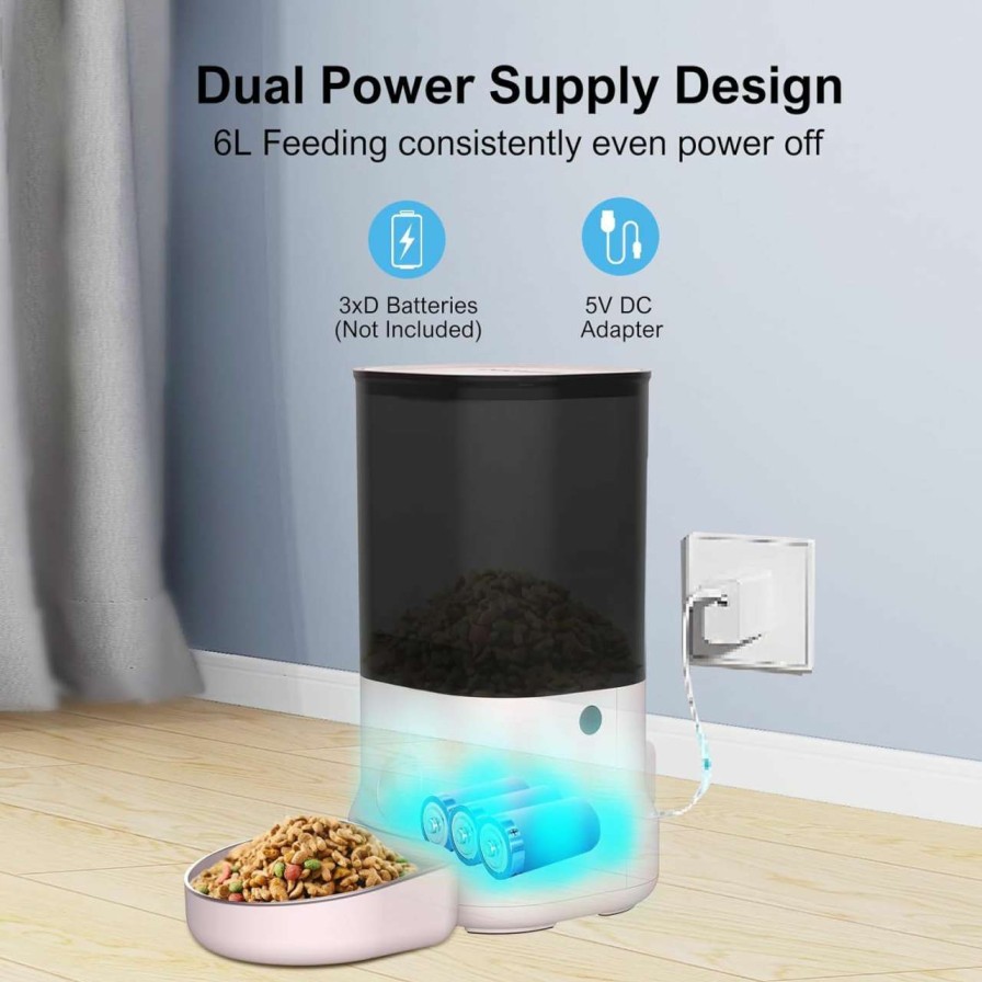 cat food DOGNESS | Dogness 6L Pet Feeder,Automatic Cat Feeder | Timed Programmable Auto Pet Dog Food Dispenser Feeder For Kitten Puppy - Easy Portion Control,Voice Recording,Battery And Plug-In Power (6L, 6L White)