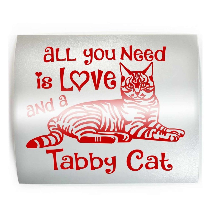 cat food The Gorilla Farm | All You Need Love Tabby Cat - Pick Color & Size - Tiger Toyger Feline Breed Pet Vinyl Decal Sticker D