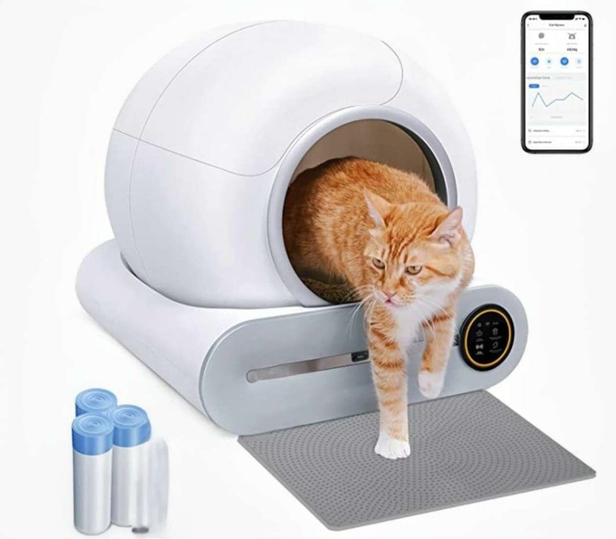 cat litter Generic | Chomps Self-Cleaning Cat Toilet For Multiple Cats Self Cleaning Cat Litter Box Robot Automatic Kitty Litter Box With App Control & Ionic Deodorizer Auto Smart Cat Litter Box