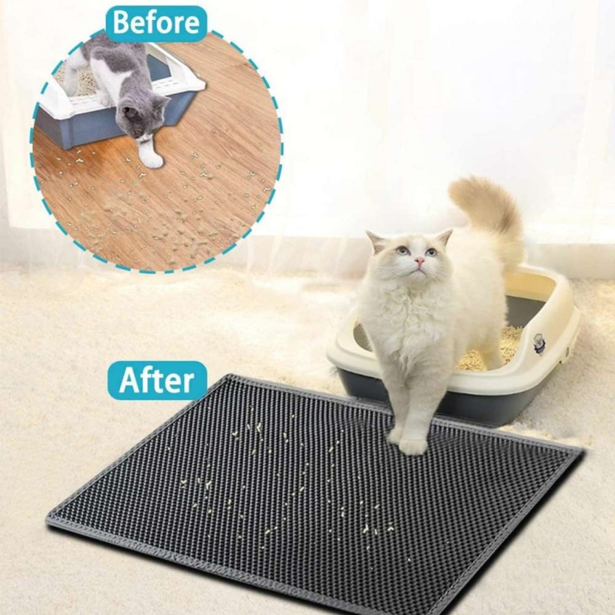 cat litter kaxionage | Kaxionage Cat Litter Mat, Litter Box Mat,Honeycomb Double Layer Trapping Litter Mat Design,Waterproof Urine Proof Kitty Litter Mat,Easy Clean Scatter Control