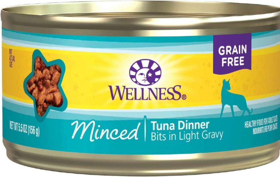 cat food Wellness | Wellness Complete Health Natural Grain Free Wet Canned Cat Food, Minced Chicken Entree, 5.5 Ounce Can (Pack Of 24)