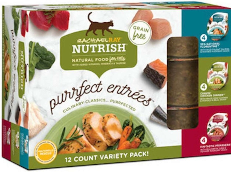 cat food Rachael Ray Nutrish | Rachael Ray Nutrish Purrfect Entrees Grain Free Natural Wet Cat Food Variety Pack, 2.8 Ounce (Pack Of 12)