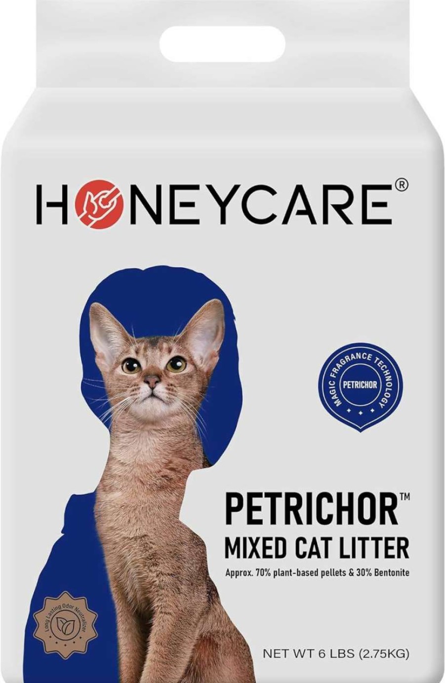 cat litter HONEY CARE | Honey Care Petrichor Mix Cat Litter I Tofu Cat Litter I Nature Plant-Based Pellets And Bentonite Sustainable Cat Litter I Low-Dust Qucik Clumping Superior Odor Control, 6 Lbs