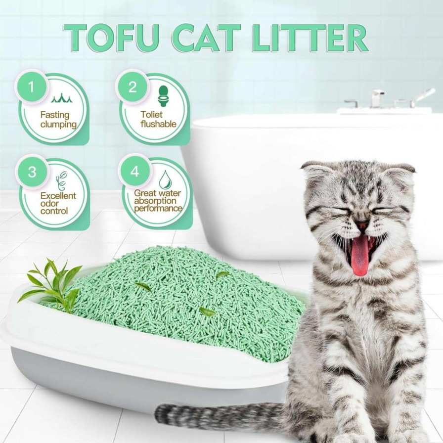 cat litter YODUPES | Yodupes Cat Litter, Lightweight Natural Tofu Clumping Cat Litter Odor Control 99.9% Dustfree, Flushable Low Tracking, 10.6 Lb Total, Pack Of 2