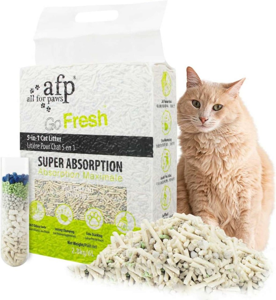 cat litter ALL FOR PAWS | All For Paws Mixed Cat Litter - Formula Upgrade | Enhanced Performance | Flushable 5-In-1 Cat Litter - 6.2 Lbs/6L*1 | Natural Tofu Cat Litter