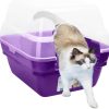 cat litter Petfamily | Petfamily Cat Litter Box, Large Foldable Jumbo Hooded With Transparent Lid,Grey