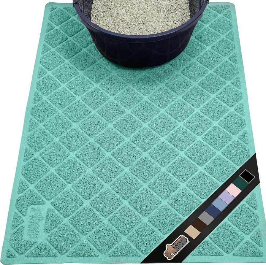 cat litter Gorilla Grip | The Original Gorilla Grip 100% Waterproof Cat Litter Box Trapping Mat 35X23, Easy Clean, Textured Backing, Traps Mess For Cleaner Floors, Less Waste, Stays In Place For Cats, Soft On Paws, Gray