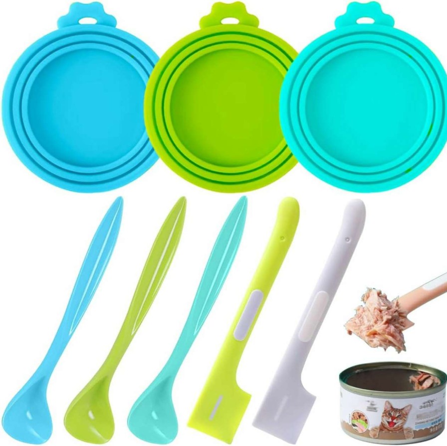 cat food Ainvhh | Ainvhh 8 Pack Can Lids, Pet Food Can Cover And Food Mixing Spoons Food Canned Scoop, Fits Most Standard Size Dog And Cat Can Tops For Pet Cat Dog Feeding Can And Wet Food Storage