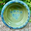 cat food Generic | Green Ceramic Dog Bowl, Cat Food Bowl, Pet Dish, Handmade Ceramic With Paw Print, Green And Turquoise