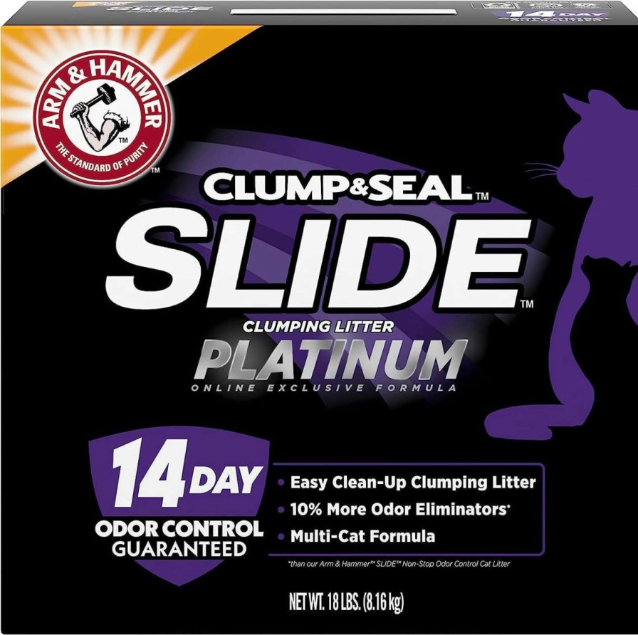 cat litter Arm & Hammer | Arm Hammer Slide Platinum Multi-Cat Easy Clean-Up Clumping Cat Litter, 14 Days Of Odor Control 18 Lb