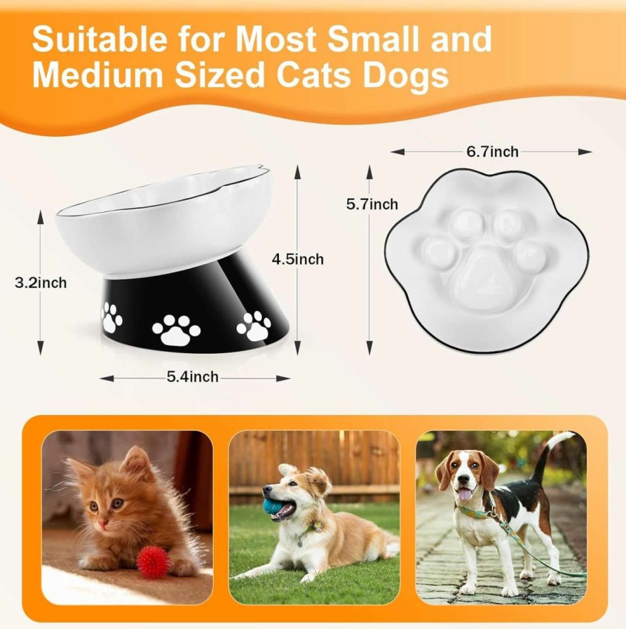 cat food dry AIKULLI | Slow Feeder Cat Bowl Raised Tilted Design, Elevated Cat And Dog Food Bowls Ceramic, Small Medium Breeds Indoor Pet Feeding Dishes For Dry And Wet Food Whisker Friendly Cat Food Bowl, Microwave Safe