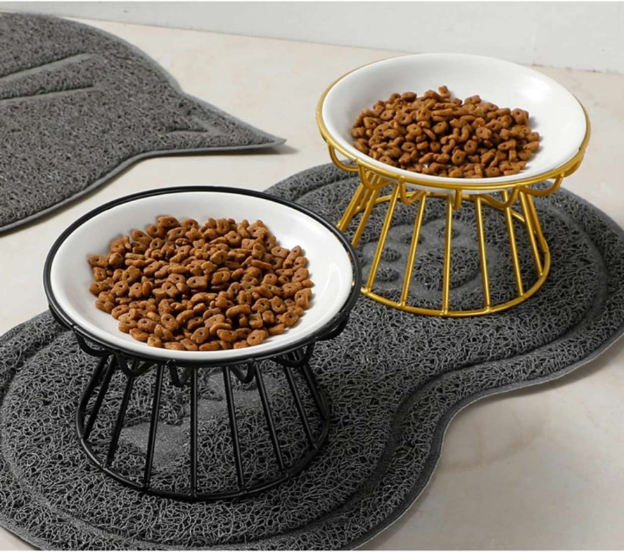 cat food wanshi | Pet Food Plate And Rack Set Whisker-Friendly Anti-Vomit Cat Plate Set For Cats And Small Dogs