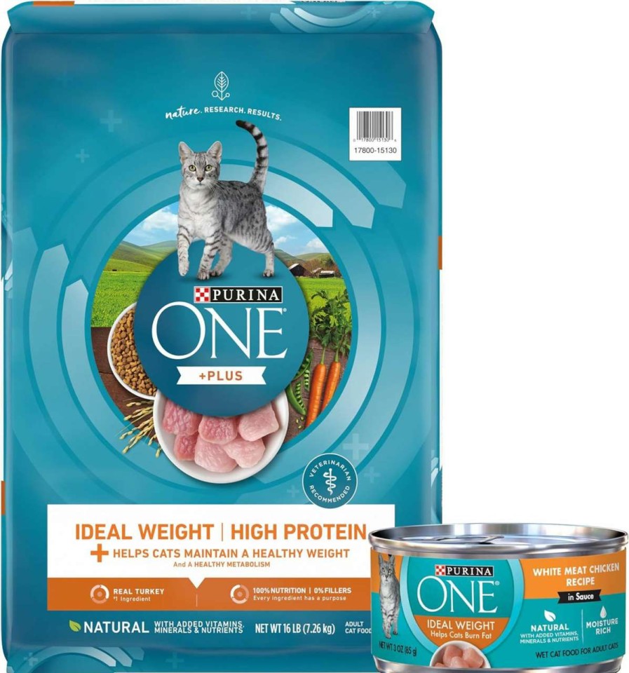 cat food Purina ONE | Purina One Natural, Weight Control Dry Cat Food & Wet Cat Food, Ideal Weight Bundle Pack