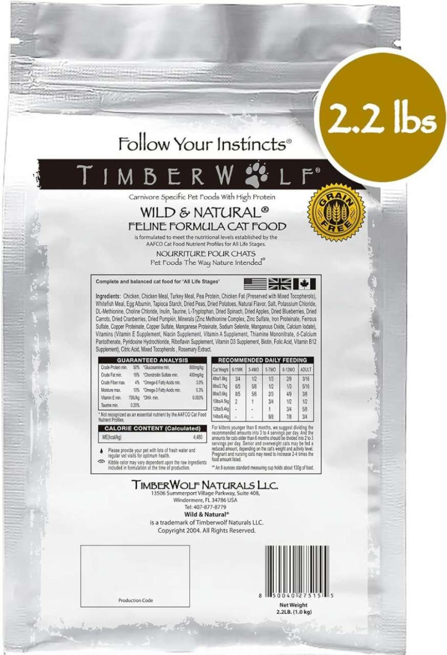 cat food dry Timberwolf | Timberwolf Wild & Natural Chicken Recipe With High Protein Dry Cat Food 2.2Lb