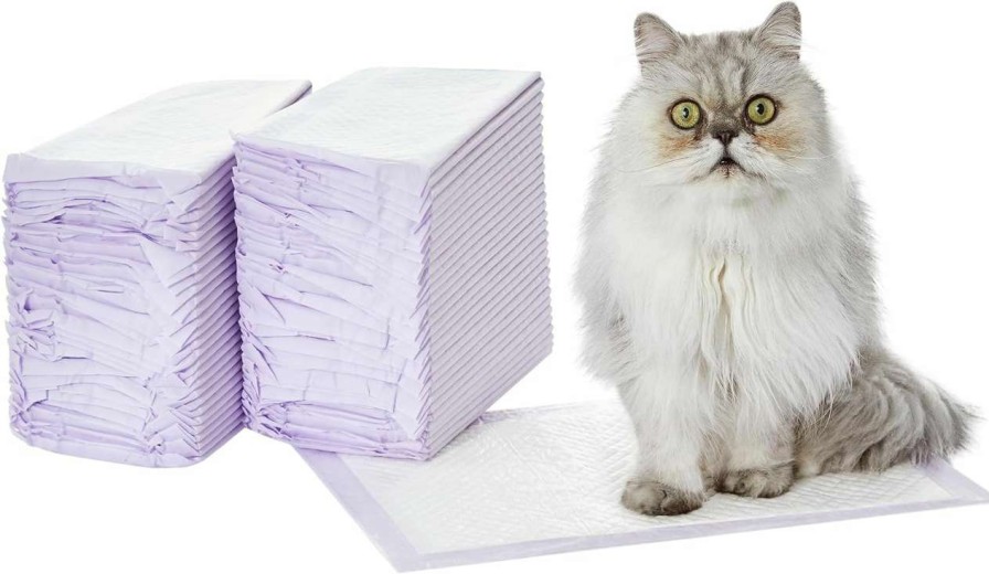 cat litter Amazon Basics | Amazon Basics Cat Pad Refills For Litter Box, Fresh Scent, Pack Of 60, White/Purple