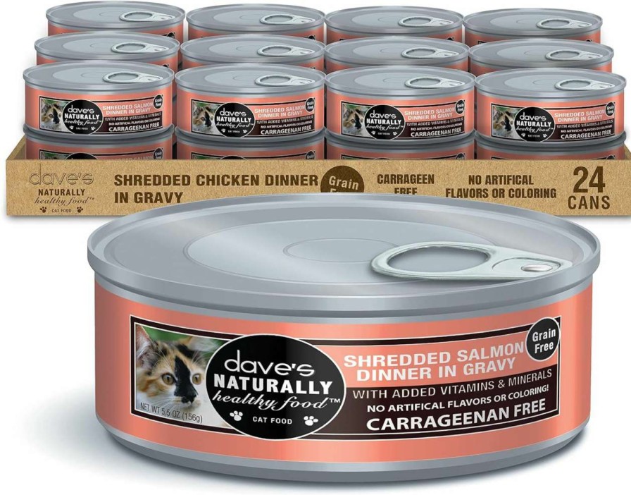 cat food wet Dave's Pet Food | Dave'S Pet Food Grain Free Wet Cat Food (Shredded Chicken & Lamb In Gravy), Naturally Healthy Canned Cat Food, Added Vitamins & Minerals, Wheat, Gluten, & Gmo-Free, 2.8 Oz Cans (Case Of 24)