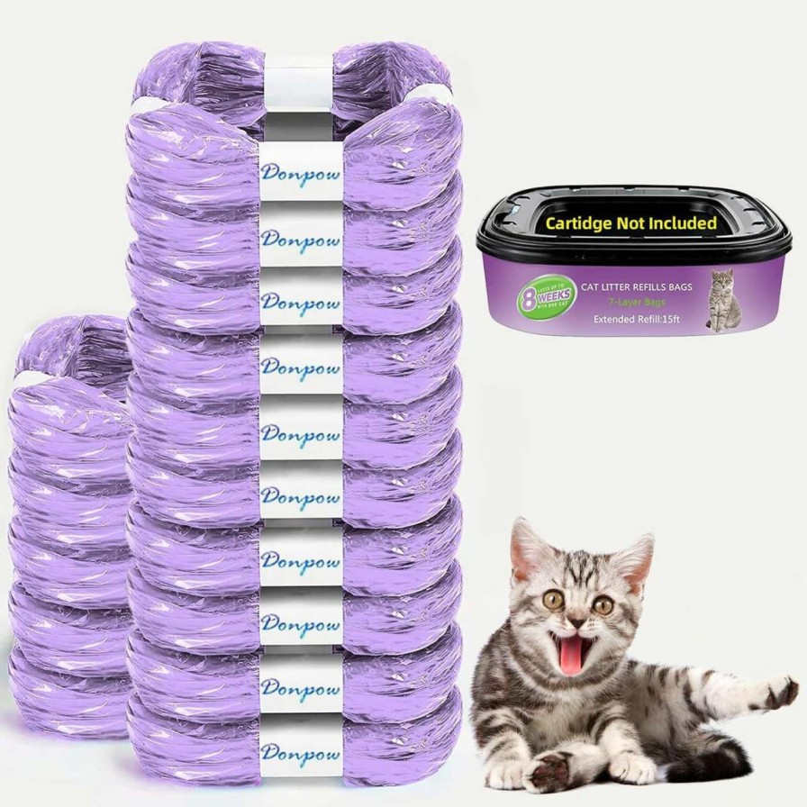 cat litter Donpow | 10 Pack Cat Litter Refills Scented Bag Compatible With Your Standard And Plus Genie Litter Disposal Refill Cartridge, Universal Litter Refills Bag (Not Include Cartridge)