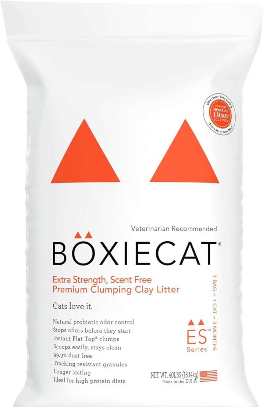 cat litter Boxiecat | Boxiecat Extra Strength Premium Clumping Cat Litter - Clay Formula Scent Free Multicat Ultra Clean Box, Probiotic Powered Odor Control, Hard Litter, 99.9% Dust