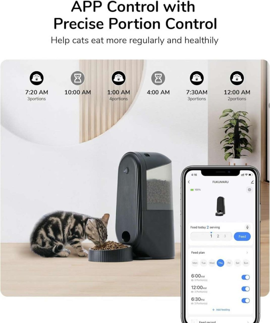 cat food FUKUMARU | Fukumaru Automatic Cat Feeder, Automatic Wifi Dog Feeders, Support Diy Meals And Timed Control Cat Food Dispenser, Suit For Most Cat And Dog Food