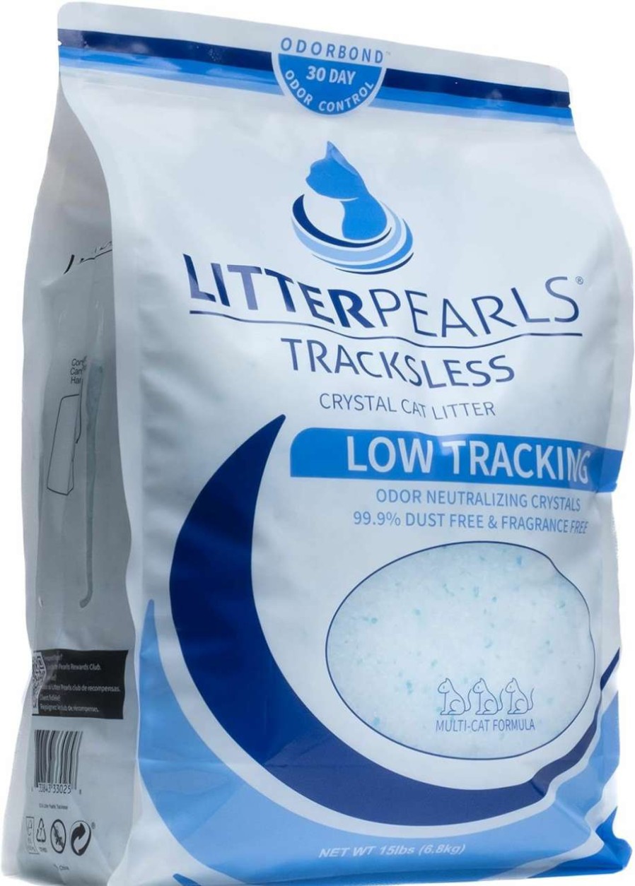 cat litter Litter Pearls | Litter Pearls Tracksless Unscented Non-Clumping Crystal Cat Litter With Odorbond, 10.5 Lb,White, Clear And Blue Crystals,635426