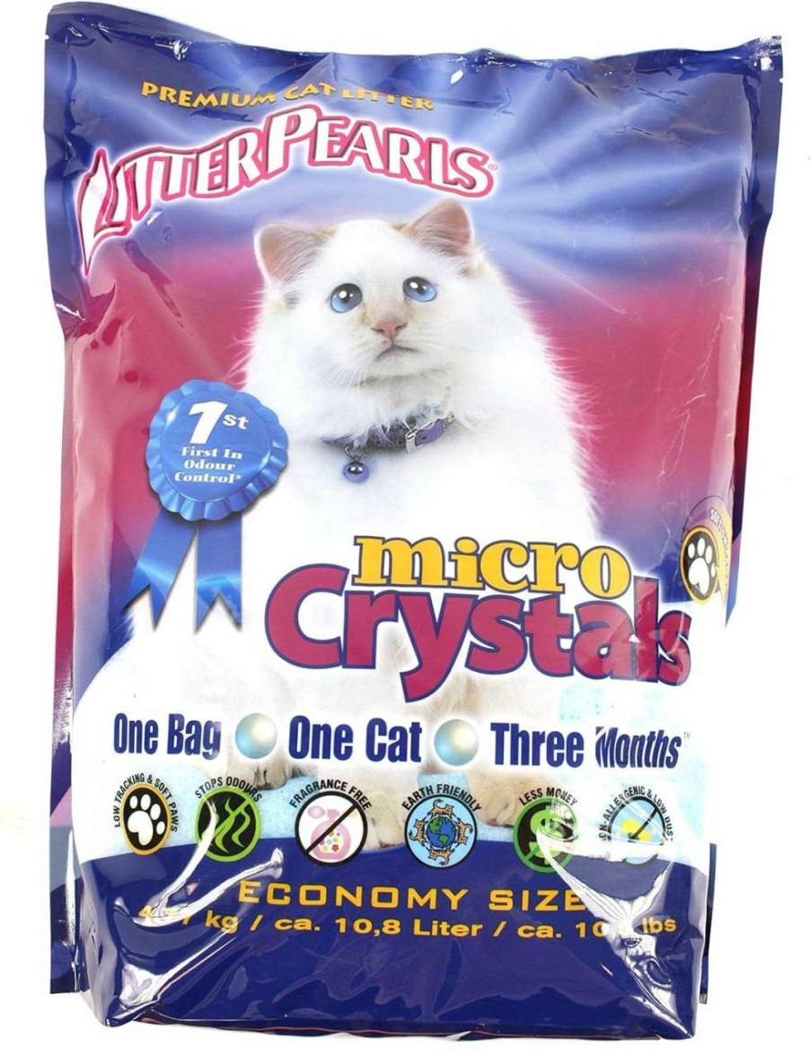 cat litter Litter Pearls | Litter Pearls Tracksless Unscented Non-Clumping Crystal Cat Litter With Odorbond, 10.5 Lb,White, Clear And Blue Crystals,635426