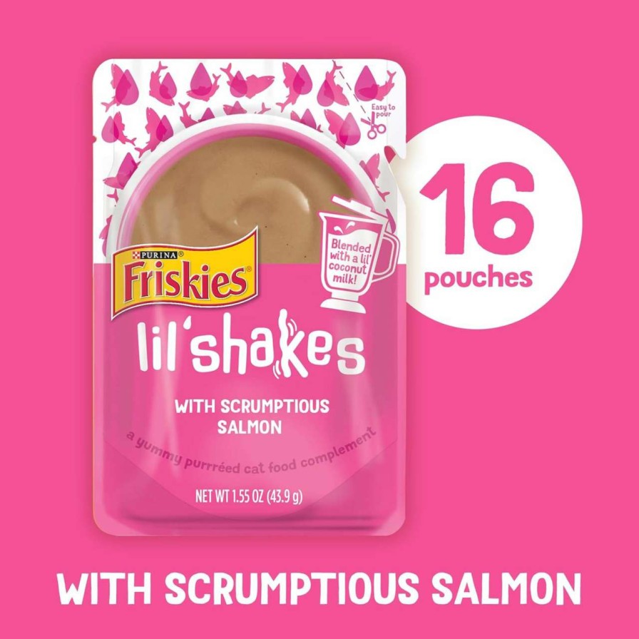 cat food wet Friskies | Purina Friskies Wet Pureed Cat Food Topper, Lil' Shakes With Tantalizing Tuna - (16) 1.55 Oz. Pouches