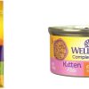 cat food Wellness | Wellness Complete Health Kitten Dry + Wet Food Bundle: Grain Free Deboned Chicken & Chicken Meal Dry Kitten Food, 2.25 Pound Bag + Kitten Wet Cat Food, Chicken Pate, 3 Ounces (Pack Of 24)