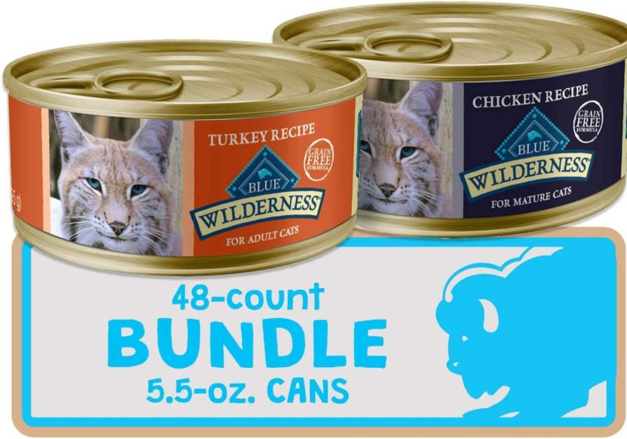 cat food wet Blue Buffalo | Blue Buffalo Wilderness High Protein Grain Free Senior Wet Cat Bundle, Chicken & Turkey