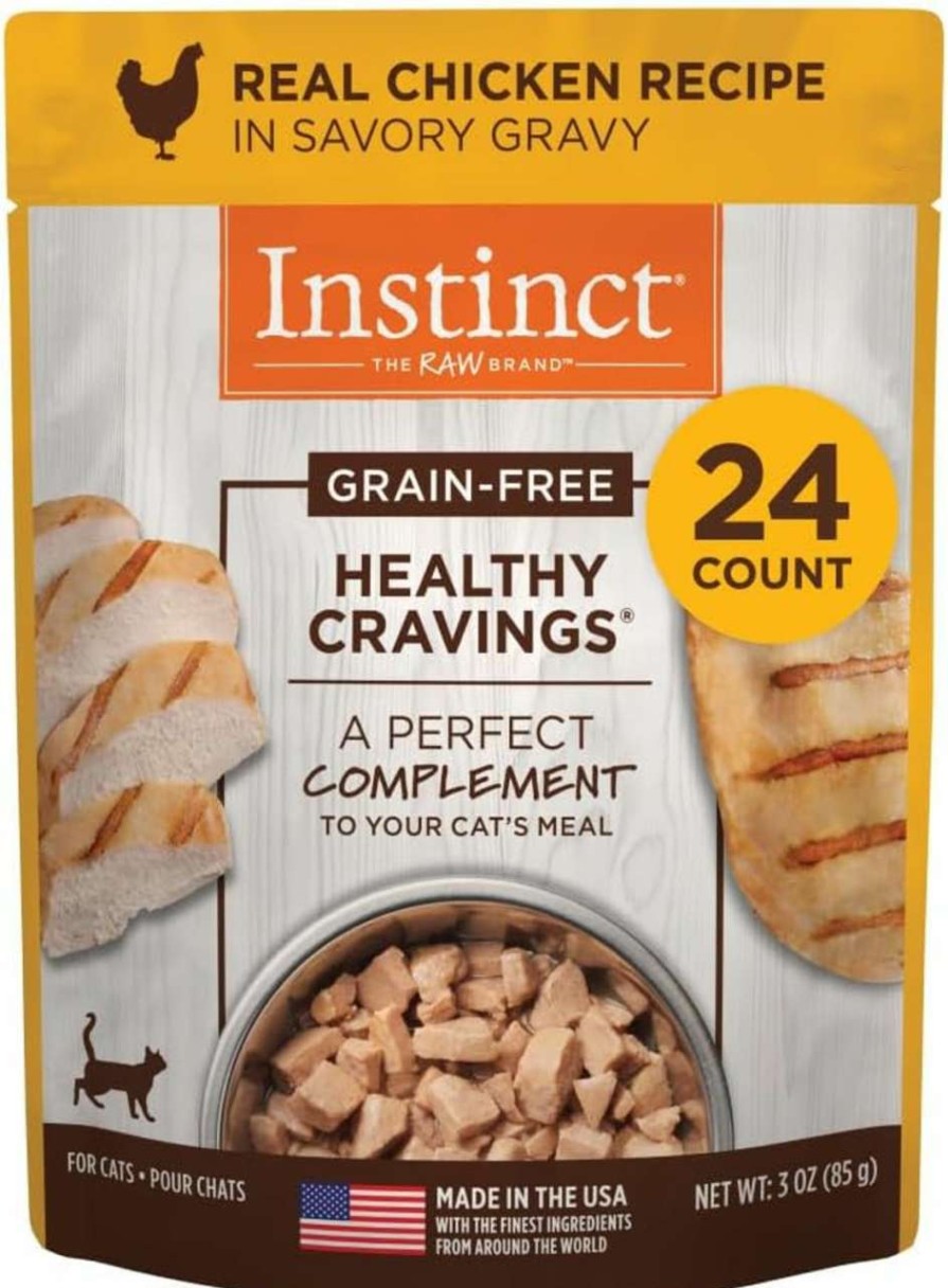 cat food wet Instinct | Instinct Healthy Cravings Grain Free Real Chicken Recipe Natural Wet Cat Food Topper By Nature'S Variety, 3 Ounce (Pack Of 24)