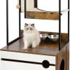 cat litter SANYOAC | Sanyoac Modern Cat Tree With Litter Box Enclosure, Large Hidden Cat Litter Box Furniture With Cat Tower For Livingroom, Cat Tree With Hammock, Cat Ball, Cat Bowls