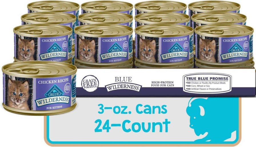 cat food wet Blue Buffalo | Blue Buffalo Wilderness Wild Delights High Protein Grain Free, Natural Kitten Flaked Wet Cat Food, Chicken & Trout 3 Oz Cans (Pack Of 24)