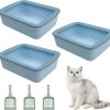 cat litter VCEPJH | Vcepjh 3 Sets Small Cat Litter Box For Kittens Open Litter Pan Plastic Litter Tray With 3 Scooper Small Cat Toilet For Indoor Pet Kitty Rabbit Hamsters 16.1X12.2X4.7In (Blue)