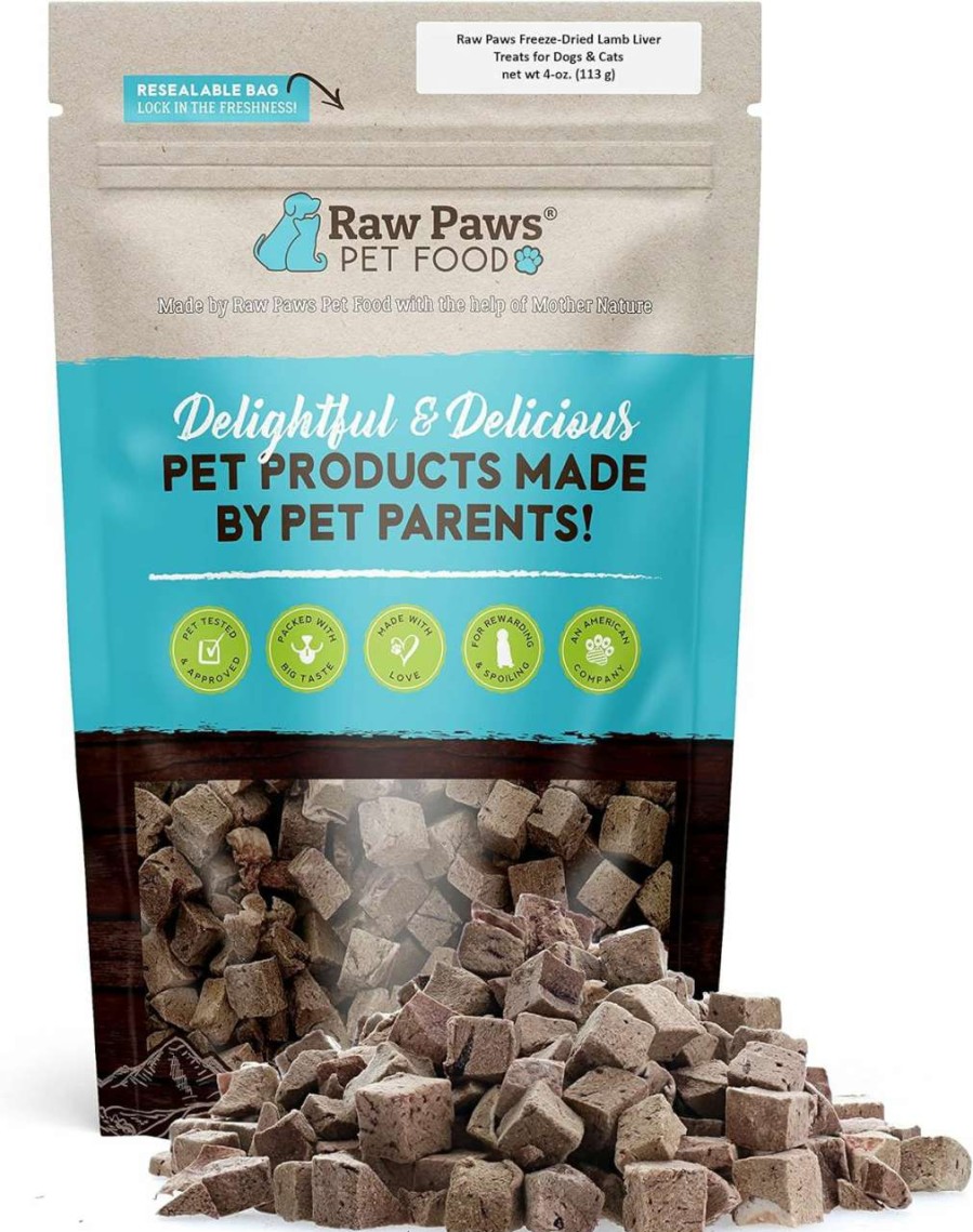 cat food dry Raw Paws | Raw Paws Freeze Dried Lamb Liver Treats For Dogs & Cats, 4-Oz - Lamb Dog Treats Made In Usa - Lamb Puppy Treats For Training - Liver Dog Treats - Cat Liver Treats For Dogs - Freeze Dried Dog Treats