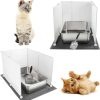 cat litter Vehipa | 2 Set Stainless Steel Cat Litter Box, Large Metal Cat Litter Box With 2 Spatulas 2 Cat Mats And Litter Splash Shield, Easy To Clean 23.6\"*15.7\"*5.9\"