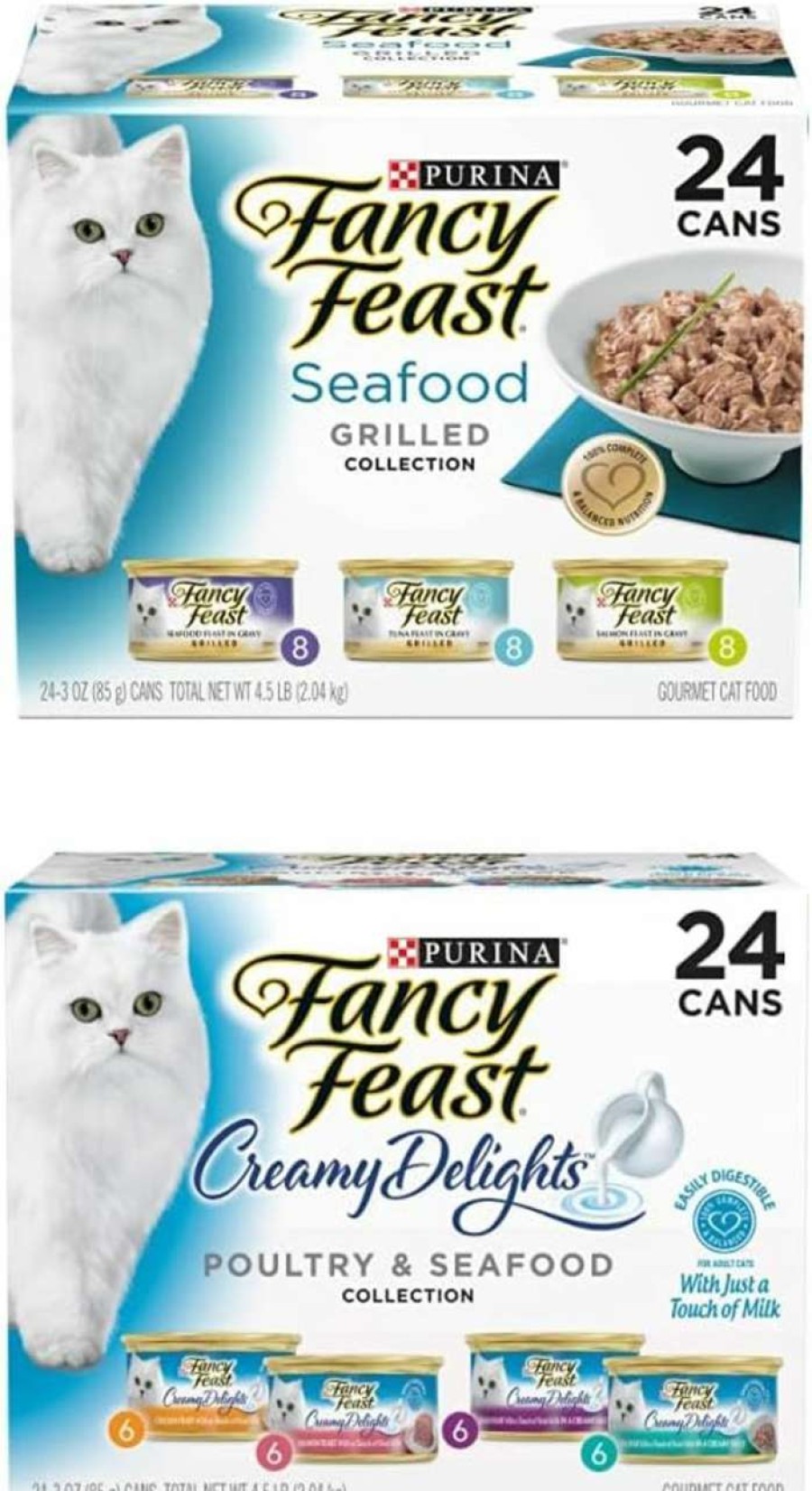 cat food PURINA Fancy Feast | Purina Fancy Feast Gravy Wet Cat Food Variety Pack, Seafood Grilled And Creamy Delights Poultry & Seafood Collection