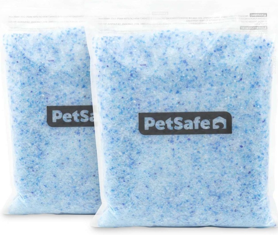 cat litter PetSafe | Petsafe Scoopfree Premium Blue Crystal Litter, 2-Pack Includes 2 Bags Absorbs Odors 5X Faster Than Clay Clumping Low Tracking For Less Mess Lasts Up To A Month - Lightly Scented