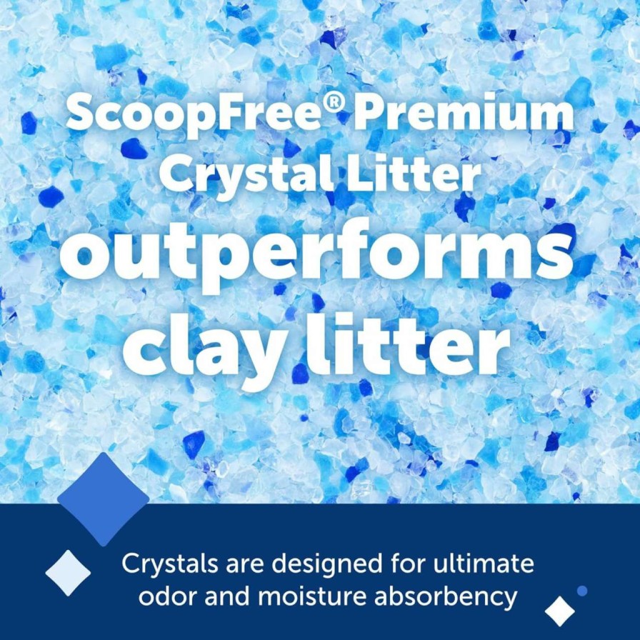 cat litter PetSafe | Petsafe Scoopfree Premium Blue Crystal Litter, 2-Pack Includes 2 Bags Absorbs Odors 5X Faster Than Clay Clumping Low Tracking For Less Mess Lasts Up To A Month - Lightly Scented