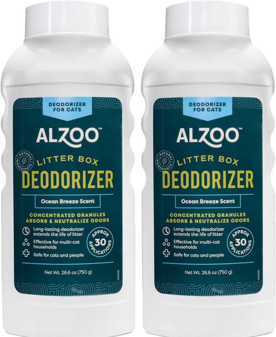 cat litter ALZOO | Alzoo Cat Litter Deodorizer, Concentrated Granules Absorb & Help Neutralize Odors, 100% Plant-Based Active Ingredients, Up To 30 Uses, Sweet Vanilla Scent, 26.6 Oz., Pack Of 2