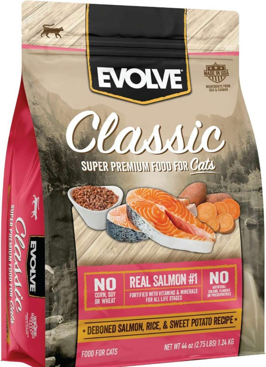 cat food dry Evolve | Evolve Classic Deboned Salmon, Brown Rice And Sweet Potato Recipe Cat Food, 14Lb