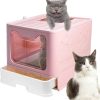 cat litter Meikuler | Meikuler Cat Litter Box Large Litter Pan For Cats Foldable Litter Boxes Comes With Cat Litter Scoop (Upg-Pink)